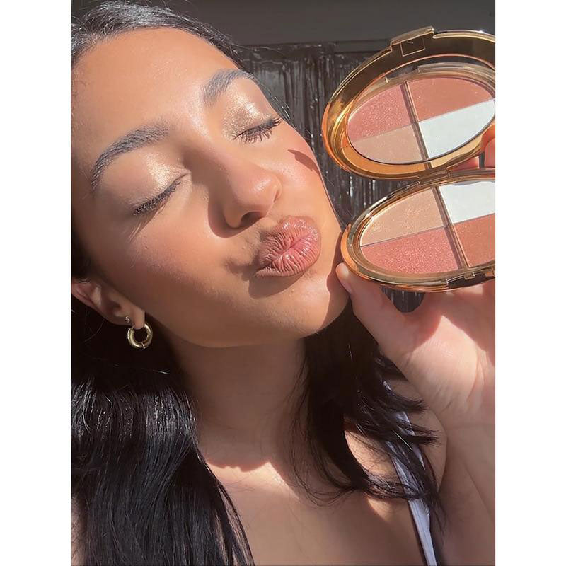 Rolimey 𝑬𝒚𝒆 & 𝒄𝒉𝒆𝒆𝒌 palette - eyeshadow and highlighter makeup (with Detachable Brush)