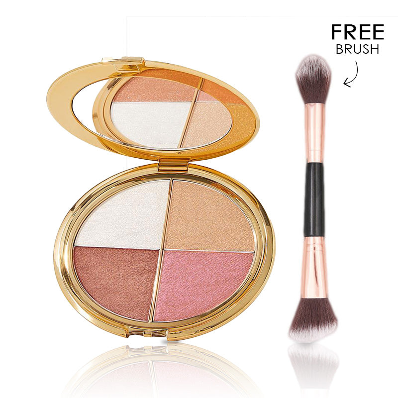 Rolimey 𝑬𝒚𝒆 & 𝒄𝒉𝒆𝒆𝒌 palette - eyeshadow and highlighter makeup (with Detachable Brush)