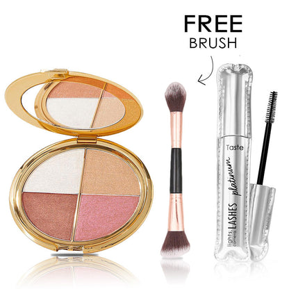 Rolimey 𝑬𝒚𝒆 & 𝒄𝒉𝒆𝒆𝒌 palette - eyeshadow and highlighter makeup (with Detachable Brush)