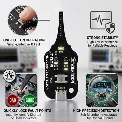 mellowzo®🥳2026 HOT SALE🥳💞50K+ SOLD!💡⚙️ 50% OFF! In-Circuit Inductor Tester – One-button simplicity, clear indicator. Non-contact, rapid diagnosis. A must-have for electronics repair. 📟🕊️